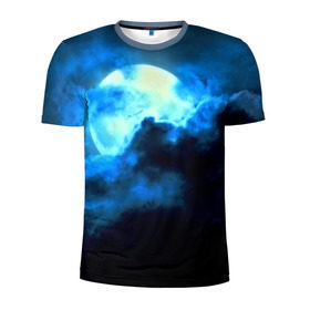 Мужская футболка 3D спортивная с принтом Полнолуние в Тюмени, 100% полиэстер с улучшенными характеристиками | приталенный силуэт, круглая горловина, широкие плечи, сужается к линии бедра | луна | небо | ночь | тучи