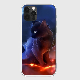 Чехол для iPhone 12 Pro Max с принтом Night cat в Тюмени, Силикон |  | Тематика изображения на принте: киска | кот | котёнок | кошка | небо | ночь | облака | огонь