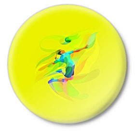 Значок с принтом Волейбол в Тюмени,  металл | круглая форма, металлическая застежка в виде булавки | яркий
