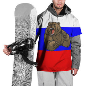 Накидка на куртку 3D с принтом Медведь в Тюмени, 100% полиэстер |  | Тематика изображения на принте: медведь | триколор | я русский
