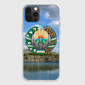 Чехол для iPhone 12 Pro с принтом Узбекистан в Тюмени, силикон | область печати: задняя сторона чехла, без боковых панелей | герб | гора | горы | озеро | природа | республика | узбекская сср