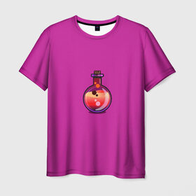 Мужская футболка 3D с принтом Колба в Тюмени, 100% полиэфир | прямой крой, круглый вырез горловины, длина до линии бедер | кислота | колба | пробирка | химия