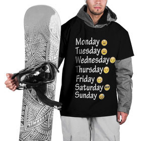 Накидка на куртку 3D с принтом футболка настроение дни недели в Тюмени, 100% полиэстер |  | дни недели | настроение | позитив | смайлики