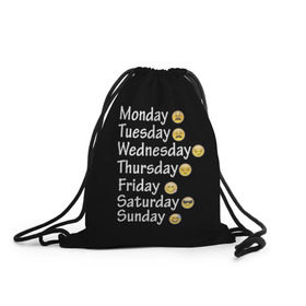 Рюкзак-мешок 3D с принтом футболка настроение дни недели в Тюмени, 100% полиэстер | плотность ткани — 200 г/м2, размер — 35 х 45 см; лямки — толстые шнурки, застежка на шнуровке, без карманов и подкладки | дни недели | настроение | позитив | смайлики