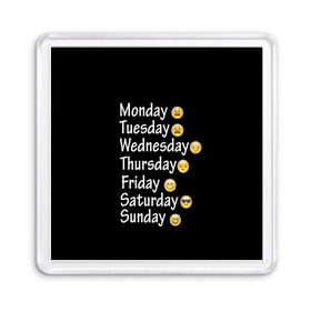 Магнит 55*55 с принтом футболка настроение дни недели в Тюмени, Пластик | Размер: 65*65 мм; Размер печати: 55*55 мм | дни недели | настроение | позитив | смайлики