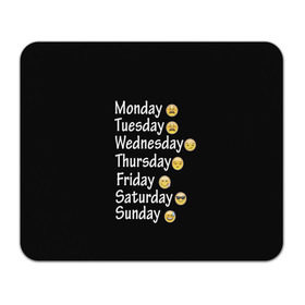 Коврик прямоугольный с принтом футболка настроение дни недели в Тюмени, натуральный каучук | размер 230 х 185 мм; запечатка лицевой стороны | дни недели | настроение | позитив | смайлики