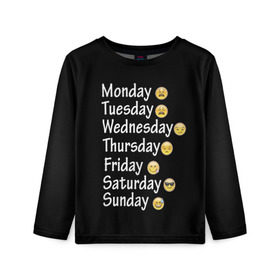 Детский лонгслив 3D с принтом футболка настроение дни недели в Тюмени, 100% полиэстер | длинные рукава, круглый вырез горловины, полуприлегающий силуэт
 | дни недели | настроение | позитив | смайлики