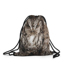Рюкзак-мешок 3D с принтом Камуфляж сова в Тюмени, 100% полиэстер | плотность ткани — 200 г/м2, размер — 35 х 45 см; лямки — толстые шнурки, застежка на шнуровке, без карманов и подкладки | дерево | пернатая | птица | филин