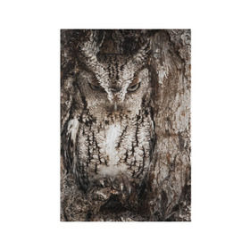 Обложка для паспорта матовая кожа с принтом Камуфляж сова в Тюмени, натуральная матовая кожа | размер 19,3 х 13,7 см; прозрачные пластиковые крепления | Тематика изображения на принте: дерево | пернатая | птица | филин