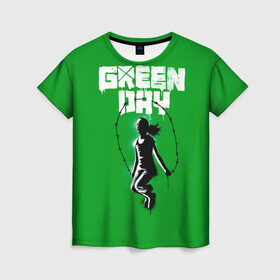 Женская футболка 3D с принтом Green Day в Тюмени, 100% полиэфир ( синтетическое хлопкоподобное полотно) | прямой крой, круглый вырез горловины, длина до линии бедер | american idiot | green day | грин дей | грин дэй