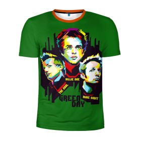 Мужская футболка 3D спортивная с принтом Green Day в Тюмени, 100% полиэстер с улучшенными характеристиками | приталенный силуэт, круглая горловина, широкие плечи, сужается к линии бедра | american idiot | green day | грин дей | грин дэй