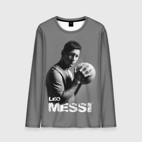 Мужской лонгслив 3D с принтом Leo Messi в Тюмени, 100% полиэстер | длинные рукава, круглый вырез горловины, полуприлегающий силуэт | Тематика изображения на принте: barcelona | spanish | аргентина | барселона | испания | лео | месси | мяч | футбол | футболист