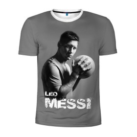 Мужская футболка 3D спортивная с принтом Leo Messi в Тюмени, 100% полиэстер с улучшенными характеристиками | приталенный силуэт, круглая горловина, широкие плечи, сужается к линии бедра | barcelona | spanish | аргентина | барселона | испания | лео | месси | мяч | футбол | футболист
