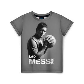 Детская футболка 3D с принтом Leo Messi в Тюмени, 100% гипоаллергенный полиэфир | прямой крой, круглый вырез горловины, длина до линии бедер, чуть спущенное плечо, ткань немного тянется | Тематика изображения на принте: barcelona | spanish | аргентина | барселона | испания | лео | месси | мяч | футбол | футболист