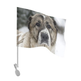 Флаг для автомобиля с принтом САО (алабай) в Тюмени, 100% полиэстер | Размер: 30*21 см | большая огромная | грозная | добрая | друг человека | животное | красивая | милая | пес | породистая собака | породы | прикольная | сао алабай | щенок