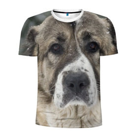 Мужская футболка 3D спортивная с принтом САО (алабай) в Тюмени, 100% полиэстер с улучшенными характеристиками | приталенный силуэт, круглая горловина, широкие плечи, сужается к линии бедра | большая огромная | грозная | добрая | друг человека | животное | красивая | милая | пес | породистая собака | породы | прикольная | сао алабай | щенок