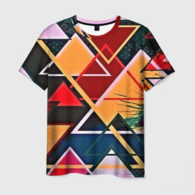 Мужская футболка 3D с принтом similar triangles в Тюмени, 100% полиэфир | прямой крой, круглый вырез горловины, длина до линии бедер | абстракция | бумага | геометрия | грани | изгиб | линии | оптические | полигоны | полосы | постель | розовый | сочетания | текстура | треугольники