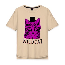 Мужская футболка хлопок Oversize с принтом wildcat в Тюмени, 100% хлопок | свободный крой, круглый ворот, “спинка” длиннее передней части | Тематика изображения на принте: cat | gta | gtaonline | wildcat | кот