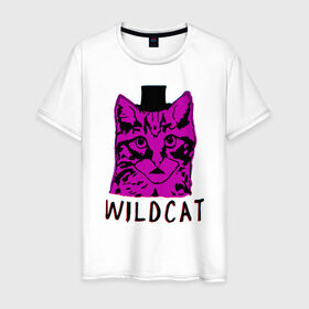 Мужская футболка хлопок с принтом wildcat в Тюмени, 100% хлопок | прямой крой, круглый вырез горловины, длина до линии бедер, слегка спущенное плечо. | cat | gta | gtaonline | wildcat | кот