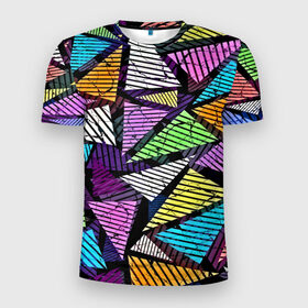 Мужская футболка 3D спортивная с принтом Fashion triangle в Тюмени, 100% полиэстер с улучшенными характеристиками | приталенный силуэт, круглая горловина, широкие плечи, сужается к линии бедра | 