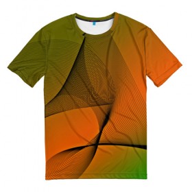 Мужская футболка 3D с принтом Волнистые линии в Тюмени, 100% полиэфир | прямой крой, круглый вырез горловины, длина до линии бедер | 