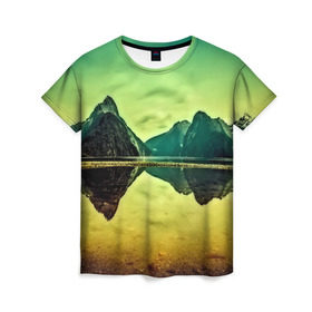Женская футболка 3D с принтом Новая Зеландия в Тюмени, 100% полиэфир ( синтетическое хлопкоподобное полотно) | прямой крой, круглый вырез горловины, длина до линии бедер | humboldt | горы | деревья | долина | зелень | лес | небо | новая зеландия | облака | панорама | река | солнечно
