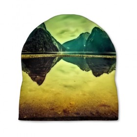 Шапка 3D с принтом Новая Зеландия в Тюмени, 100% полиэстер | универсальный размер, печать по всей поверхности изделия | humboldt | горы | деревья | долина | зелень | лес | небо | новая зеландия | облака | панорама | река | солнечно