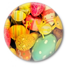 Значок с принтом Пасхальные яйца в Тюмени,  металл | круглая форма, металлическая застежка в виде булавки | Тематика изображения на принте: 