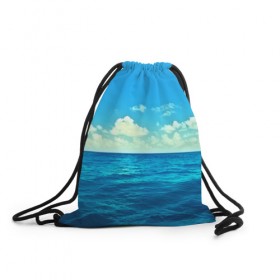 Рюкзак-мешок 3D с принтом Океан в Тюмени, 100% полиэстер | плотность ткани — 200 г/м2, размер — 35 х 45 см; лямки — толстые шнурки, застежка на шнуровке, без карманов и подкладки | Тематика изображения на принте: море | небо | пейзаж | синий