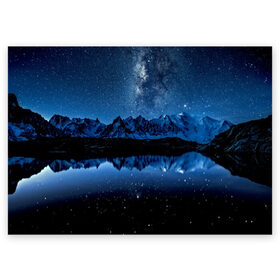 Поздравительная открытка с принтом Млечный путь в Тюмени, 100% бумага | плотность бумаги 280 г/м2, матовая, на обратной стороне линовка и место для марки
 | Тематика изображения на принте: ночной | пейзаж | синий