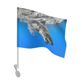 Флаг для автомобиля с принтом Акула в Тюмени, 100% полиэстер | Размер: 30*21 см | shark | море | синий | челюсти