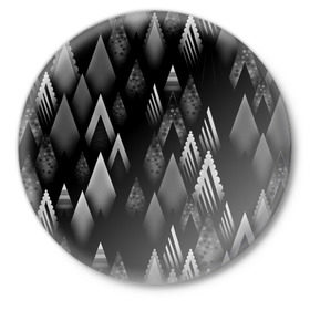 Значок с принтом Ёлочки в Тюмени,  металл | круглая форма, металлическая застежка в виде булавки | Тематика изображения на принте: геометрия | серый | треугольник | черный