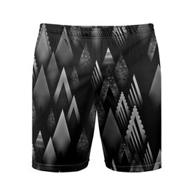 Мужские шорты 3D спортивные с принтом Ёлочки в Тюмени,  |  | геометрия | серый | треугольник | черный