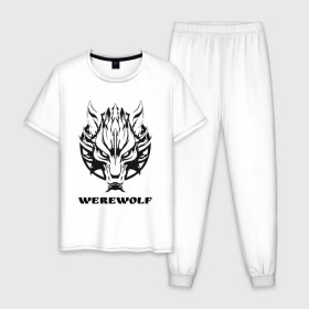 Мужская пижама хлопок с принтом Werewolf (оборотень) в Тюмени, 100% хлопок | брюки и футболка прямого кроя, без карманов, на брюках мягкая резинка на поясе и по низу штанин
 | 