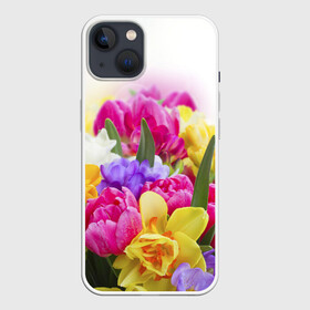 Чехол для iPhone 13 с принтом Нежность в Тюмени,  |  | желтый | красный | любовь | новинки | подарок | розы | сердце | текстура | тюльпаны | цветы