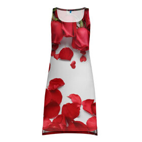 Платье-майка 3D с принтом Сильные чуства в Тюмени, 100% полиэстер | полуприлегающий силуэт, широкие бретели, круглый вырез горловины, удлиненный подол сзади. | желтый | красный | любовь | новинки | подарок | розы | сердце | текстура | тюльпаны | цветы