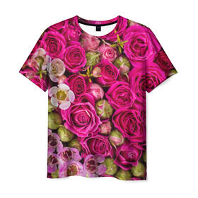 Мужская футболка 3D с принтом Пылания страсти в Тюмени, 100% полиэфир | прямой крой, круглый вырез горловины, длина до линии бедер | Тематика изображения на принте: желтый | красный | любовь | новинки | подарок | розы | сердце | текстура | тюльпаны | цветы