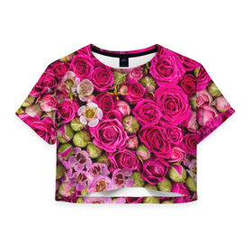 Женская футболка 3D укороченная с принтом Пылания страсти в Тюмени, 100% полиэстер | круглая горловина, длина футболки до линии талии, рукава с отворотами | желтый | красный | любовь | новинки | подарок | розы | сердце | текстура | тюльпаны | цветы