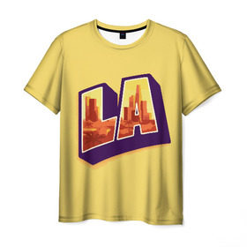 Мужская футболка 3D с принтом Лос-Анджелес в Тюмени, 100% полиэфир | прямой крой, круглый вырез горловины, длина до линии бедер | california | los angeles | usa | америка | калифорния | лос анджелес | сша