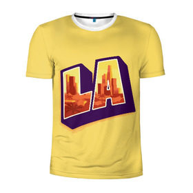 Мужская футболка 3D спортивная с принтом Лос-Анджелес в Тюмени, 100% полиэстер с улучшенными характеристиками | приталенный силуэт, круглая горловина, широкие плечи, сужается к линии бедра | Тематика изображения на принте: california | los angeles | usa | америка | калифорния | лос анджелес | сша