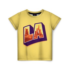 Детская футболка 3D с принтом Лос-Анджелес в Тюмени, 100% гипоаллергенный полиэфир | прямой крой, круглый вырез горловины, длина до линии бедер, чуть спущенное плечо, ткань немного тянется | california | los angeles | usa | америка | калифорния | лос анджелес | сша