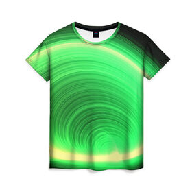 Женская футболка 3D с принтом Зеленые круги в Тюмени, 100% полиэфир ( синтетическое хлопкоподобное полотно) | прямой крой, круглый вырез горловины, длина до линии бедер | 