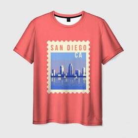 Мужская футболка 3D с принтом Сан Диего в Тюмени, 100% полиэфир | прямой крой, круглый вырез горловины, длина до линии бедер | Тематика изображения на принте: california | san diego | америка | калифорния | сан диего | сша