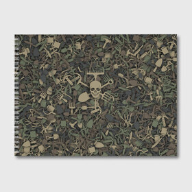Альбом для рисования с принтом Камуфляж садовода в Тюмени, 100% бумага
 | матовая бумага, плотность 200 мг. | грабли | грядки | дача | дачник | земля | камуфляж | лопата | милитари | огород | сад | садовод | хаки | череп