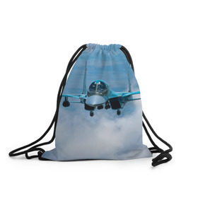 Рюкзак-мешок 3D с принтом Су 34 в Тюмени, 100% полиэстер | плотность ткани — 200 г/м2, размер — 35 х 45 см; лямки — толстые шнурки, застежка на шнуровке, без карманов и подкладки | Тематика изображения на принте: самолет