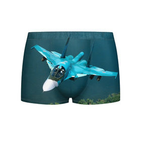 Мужские трусы 3D с принтом Су 34 в Тюмени, 50% хлопок, 50% полиэстер | классическая посадка, на поясе мягкая тканевая резинка | Тематика изображения на принте: самолет