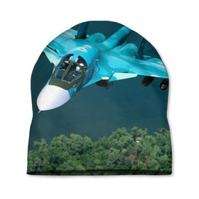 Шапка 3D с принтом Су 34 в Тюмени, 100% полиэстер | универсальный размер, печать по всей поверхности изделия | самолет