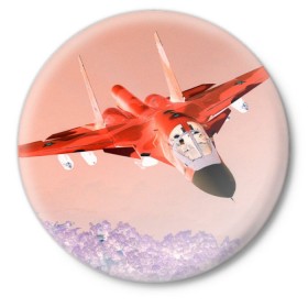 Значок с принтом Су 34 абстракция в Тюмени,  металл | круглая форма, металлическая застежка в виде булавки | Тематика изображения на принте: самолет