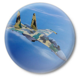 Значок с принтом Су 35 в Тюмени,  металл | круглая форма, металлическая застежка в виде булавки | самолет