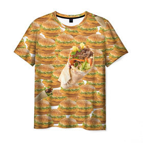 Мужская футболка 3D с принтом Best food ever в Тюмени, 100% полиэфир | прямой крой, круглый вырез горловины, длина до линии бедер | burger | fast food | бургер | донер | фастфуд | шава | шаурма